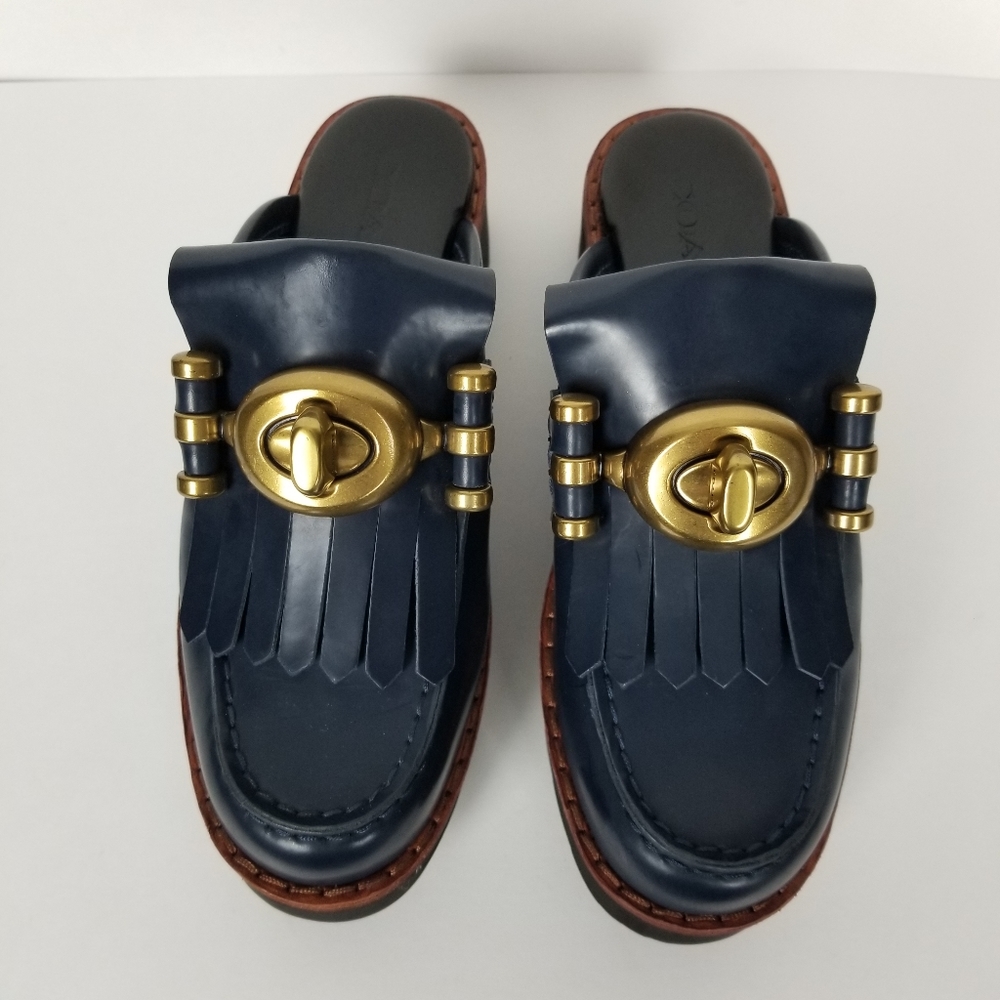 Coach blue turnlock slide mules with fringe - Picture 4 of 9